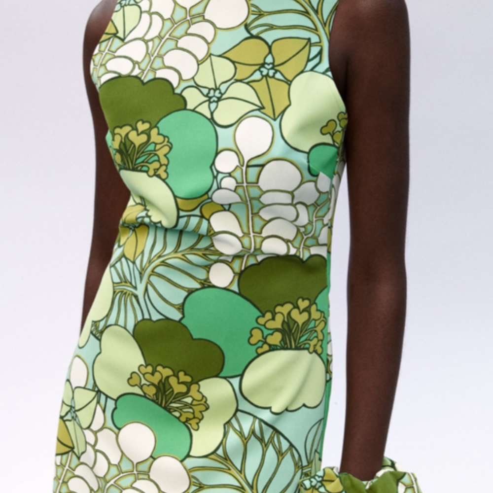 Printed Zara Green Dress - Picture 3 of 3